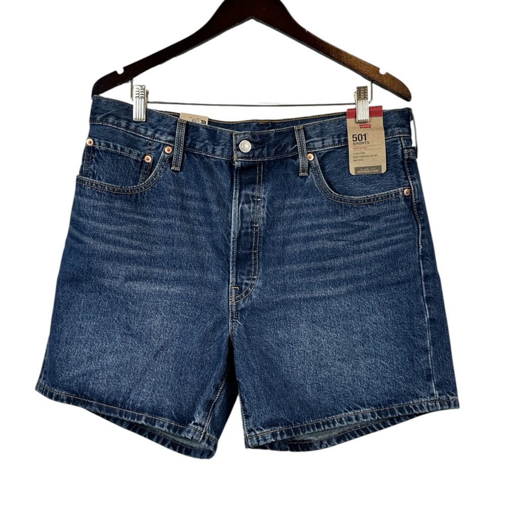 Levi's Mid Wash Blue Jean Shorts - Picture 2 of 14